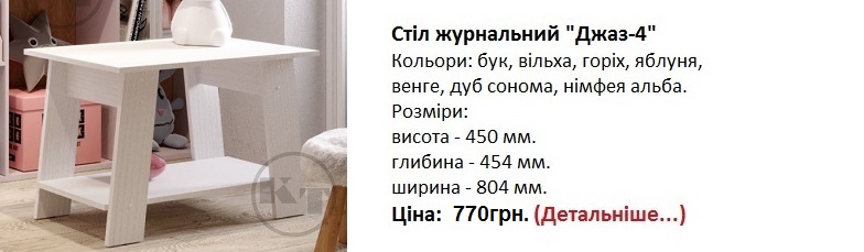 Стіл журнальний "Джаз-4" Компаніт німфея альба