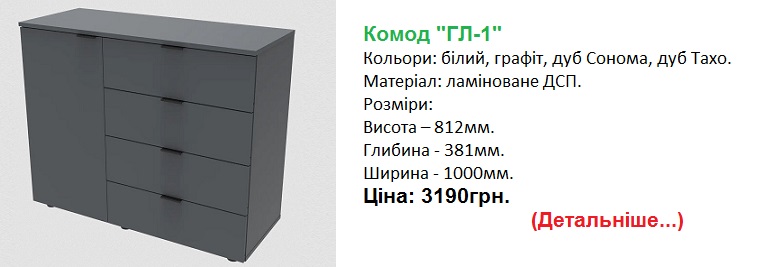 Комод С1 Дорос, Комод С1 графіт, Комод С1 білий Doros,