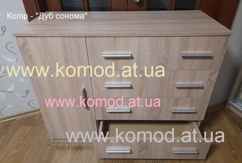 Комод 4+1Б дуб сонома Компанит, комод 4+1Б дуб сонома Компаніт фото,