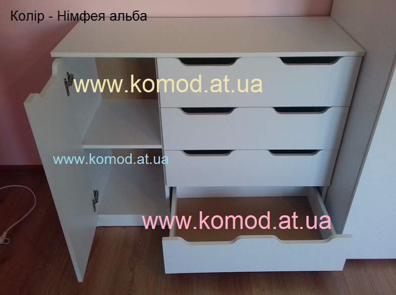 Комод 4+1М нимфея альба фото, комод 4+1М нимфея альба Компанит, комод 4+1М німфея альба фото Компаніт,