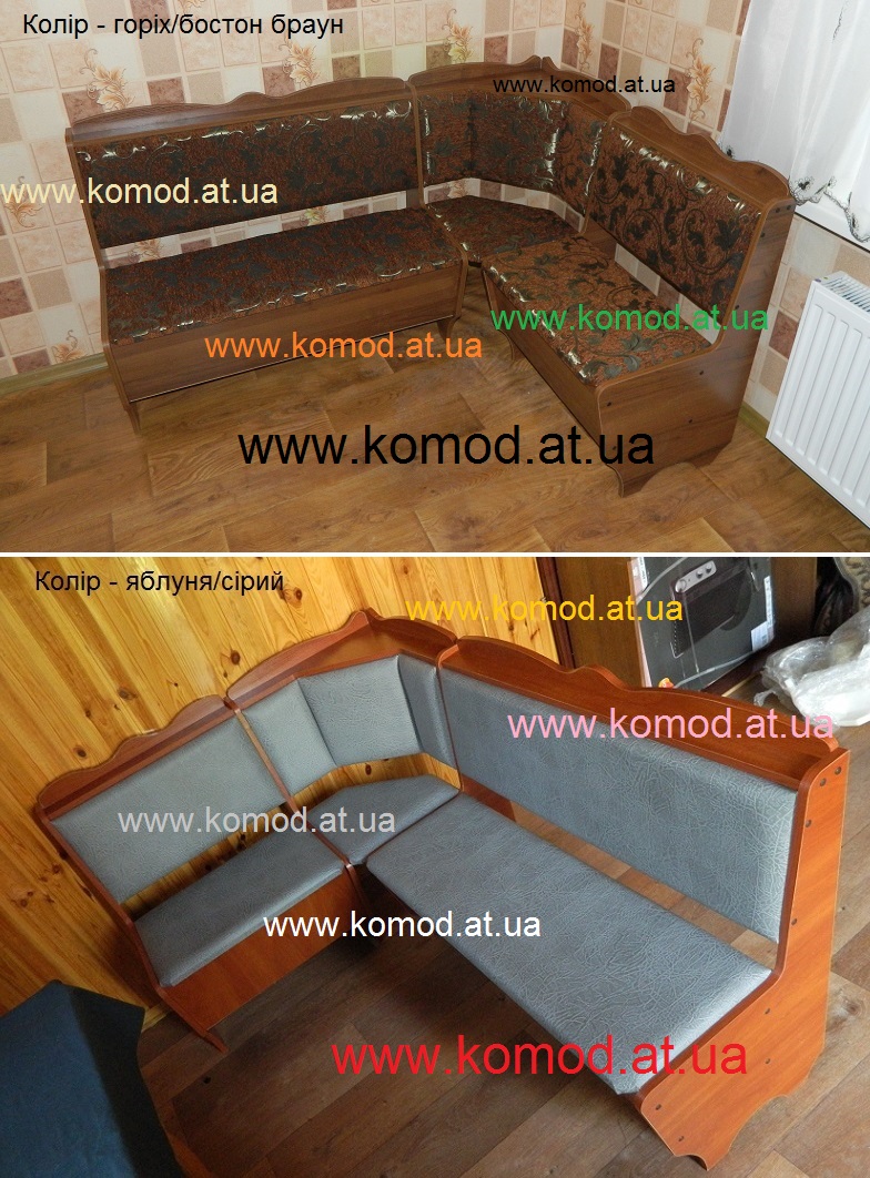 кухонный уголок Родос Компанит орех бостон браун, куточок Родос Компаніт яблоня сірий фото, куточко Родос Компаніт фото,