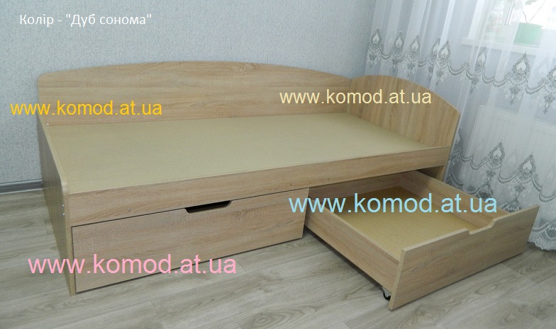 кровать 90+2С Компанит, кровать 90+2С дуб сонома фото, кровать 90+2С Компанит Киев, кровать с шухлядами Киев, кровать с ящиками Киев дуб сонома,